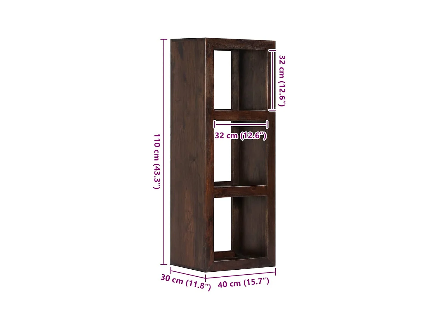 Armoire console 40x30x110 cm Bois d'acacia massif