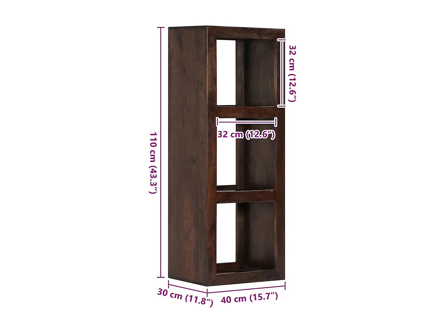 Armoire console 40x30x110 cm Bois d'acacia massif