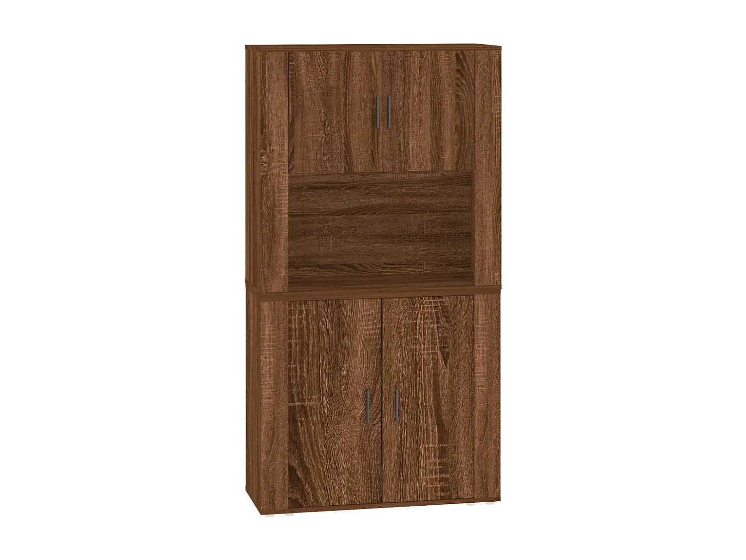 Hoge kast bewerkt hout bruin eikenkleur