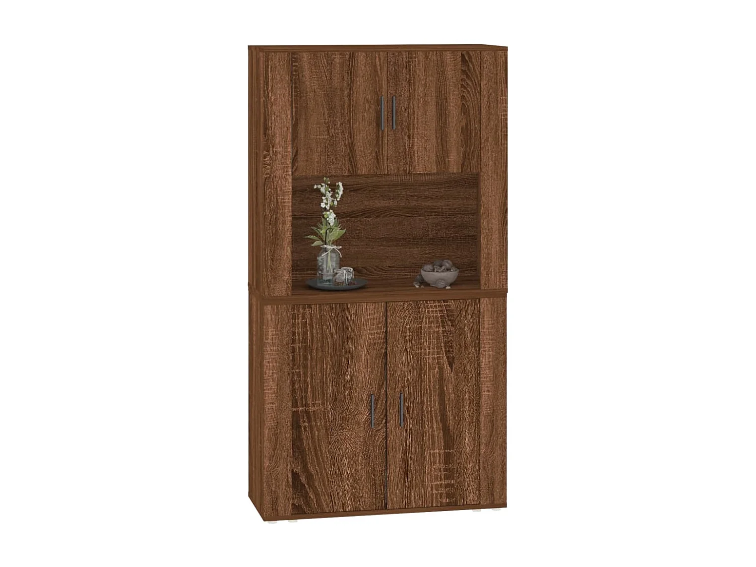 Hoge kast bewerkt hout bruin eikenkleur