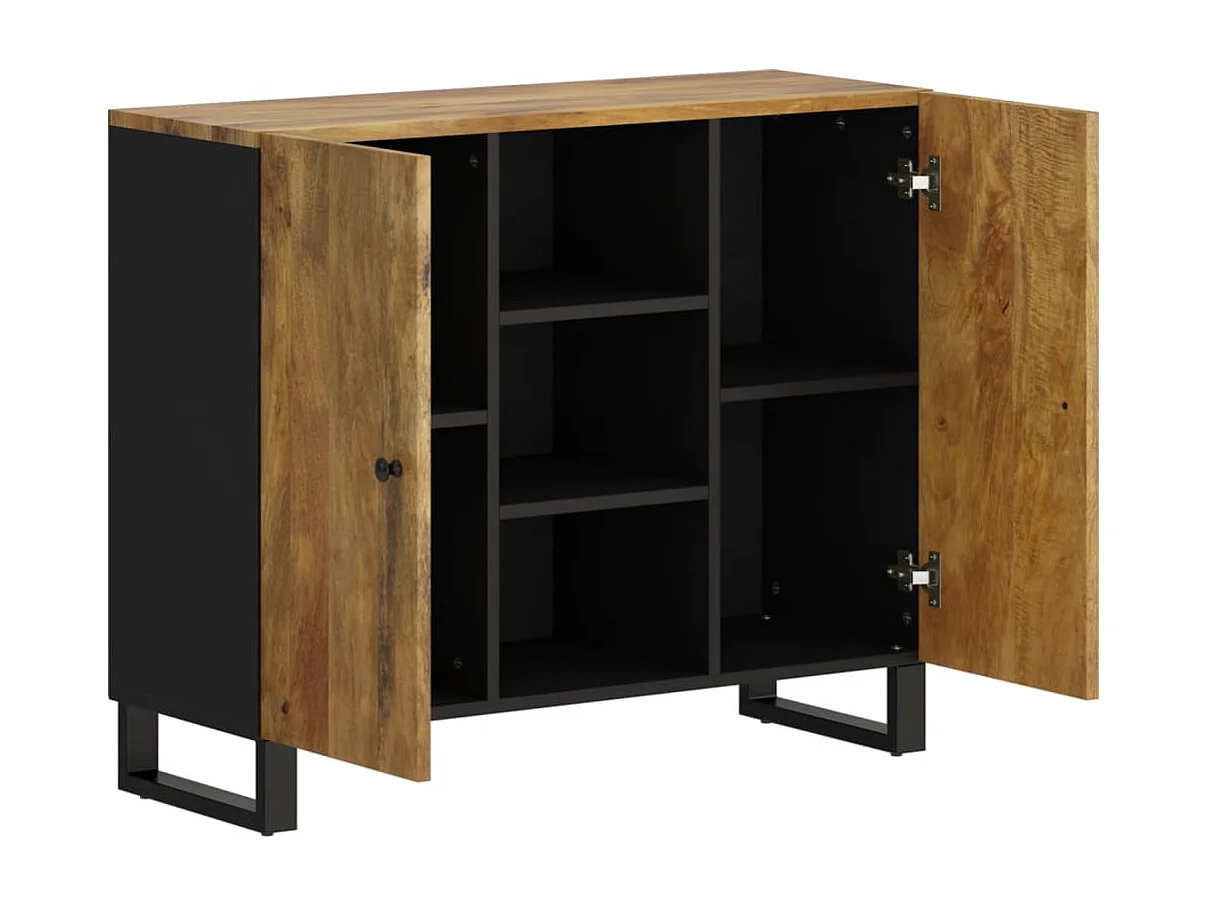 Aparador con 2 puertas madera maciza de mango 90x33x75 cm