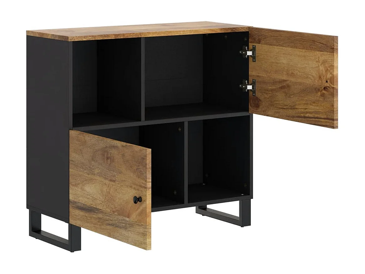 Aparador con 2 puertas madera maciza de mango 80x33x75 cm