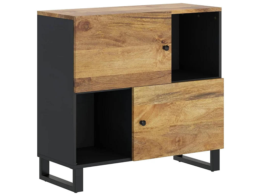 Buffet avec 2 portes 80x33x75 cm bois massif de manguier