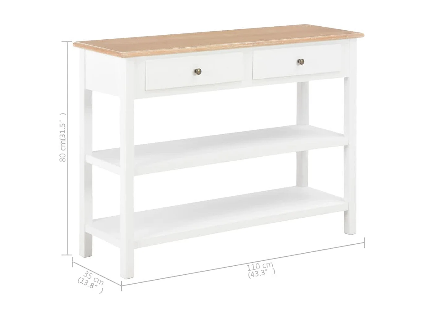 Aparador 110x35x80 cm MDF branco