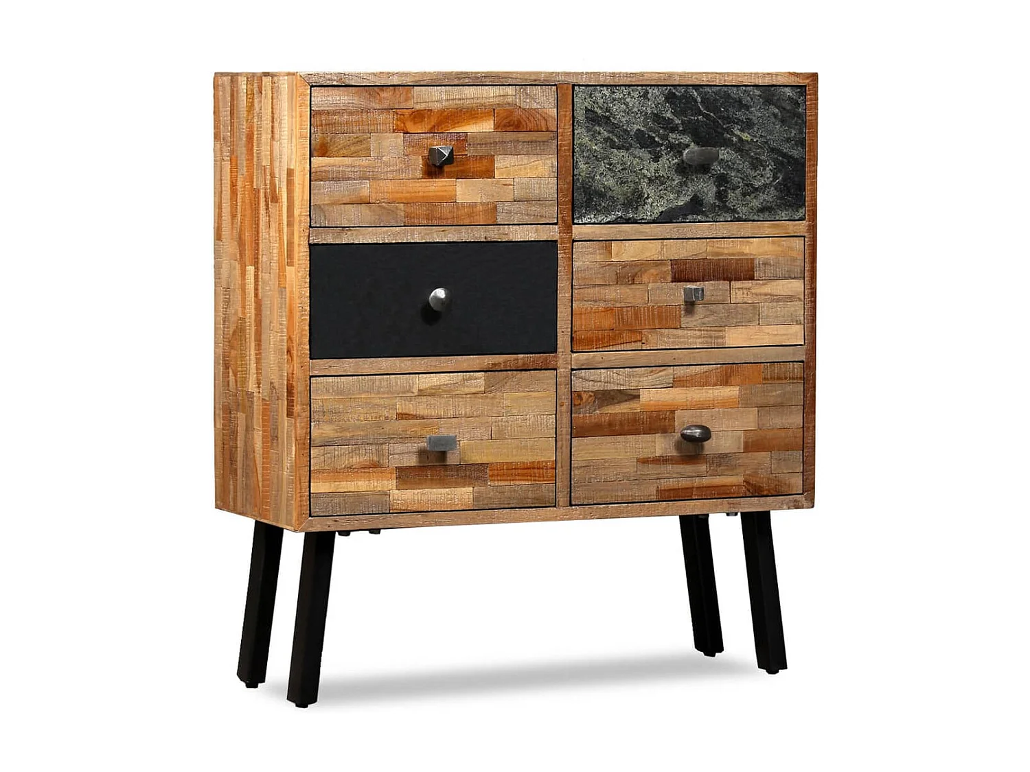 Armoire latérale avec 6 tiroirs Teck massif de récupération
