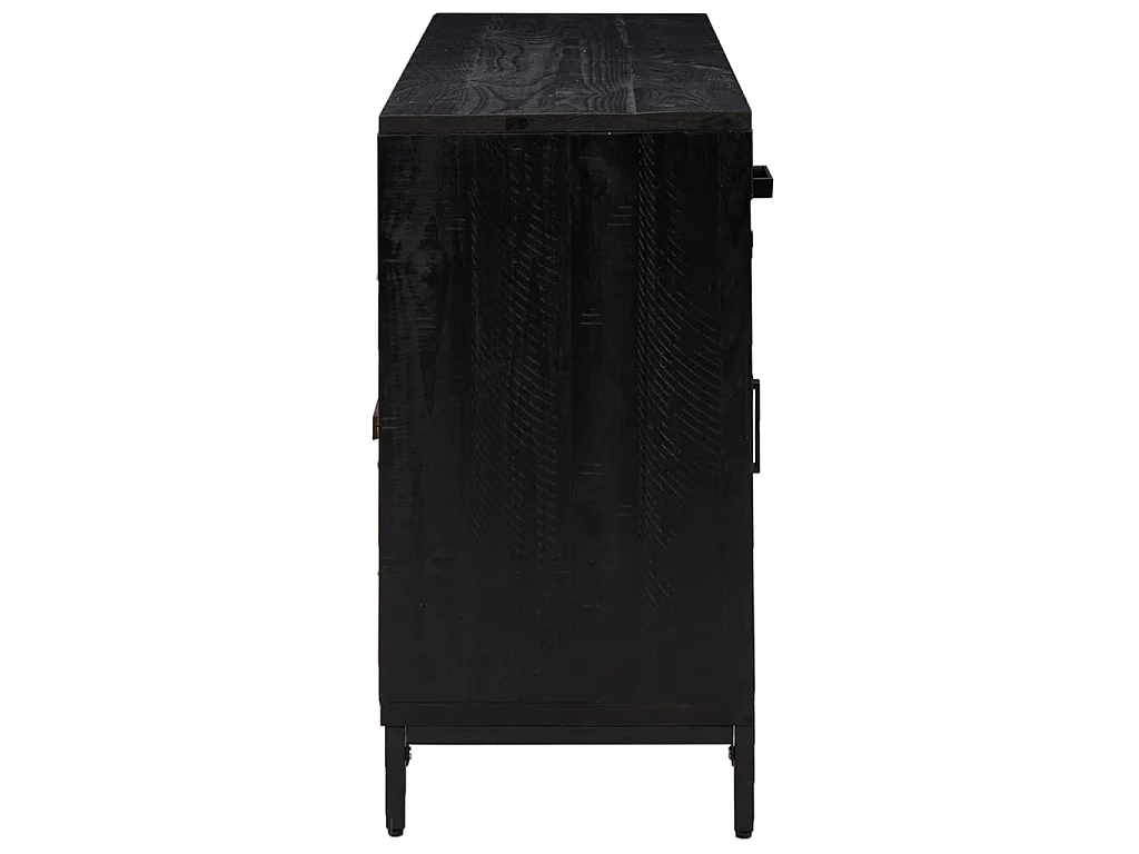 Buffet Noir 110x35x70 cm Bois de pin massif