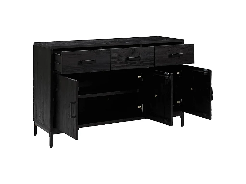 Buffet Noir 110x35x70 cm Bois de pin massif