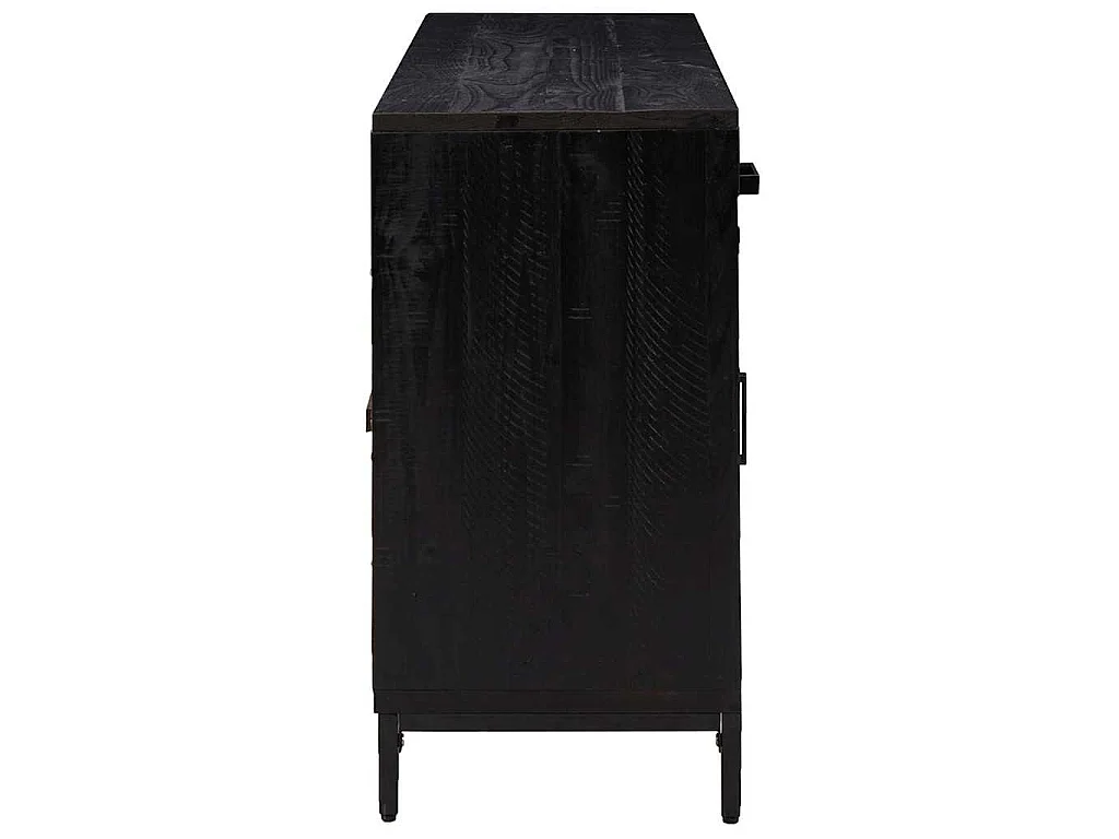 Buffet Noir 110x35x70 cm Bois de pin massif