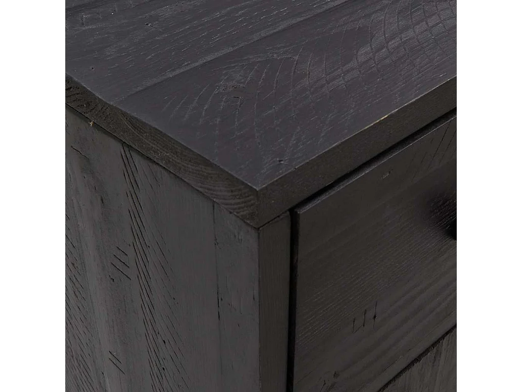 Buffet Noir 110x35x70 cm Bois de pin massif