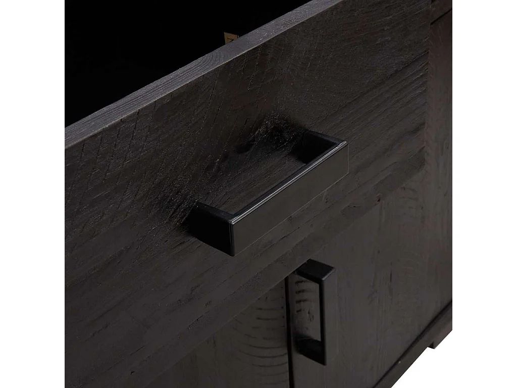 Buffet Noir 110x35x70 cm Bois de pin massif