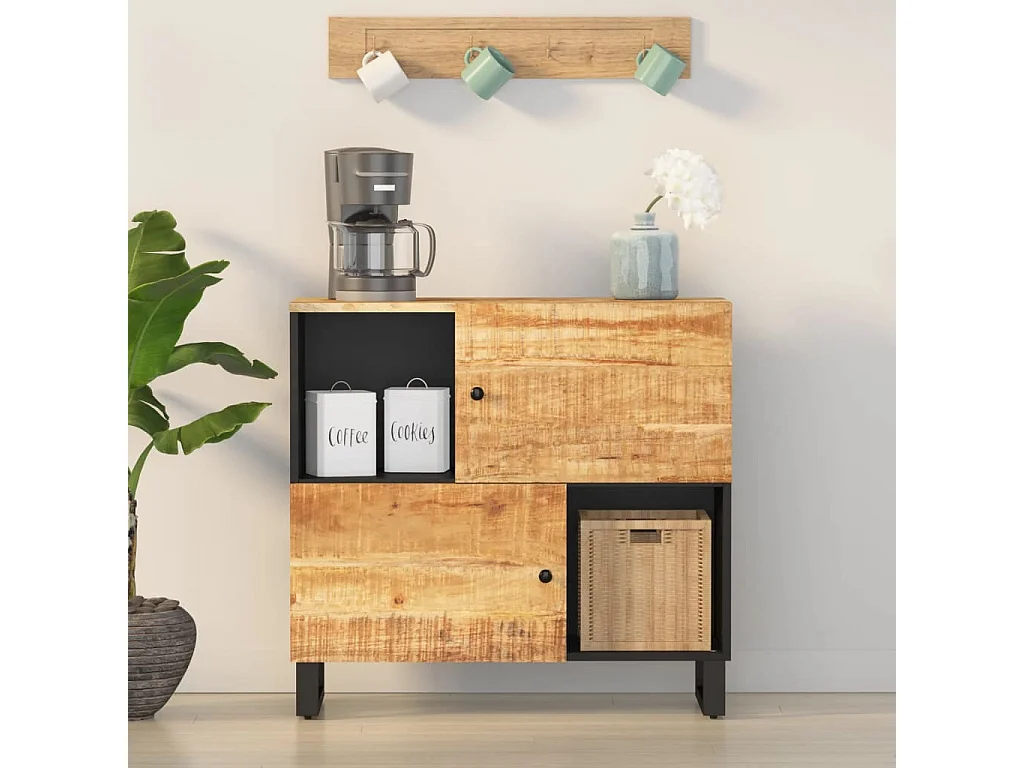 Buffet avec 2 portes 80x33x75 cm bois massif de manguier