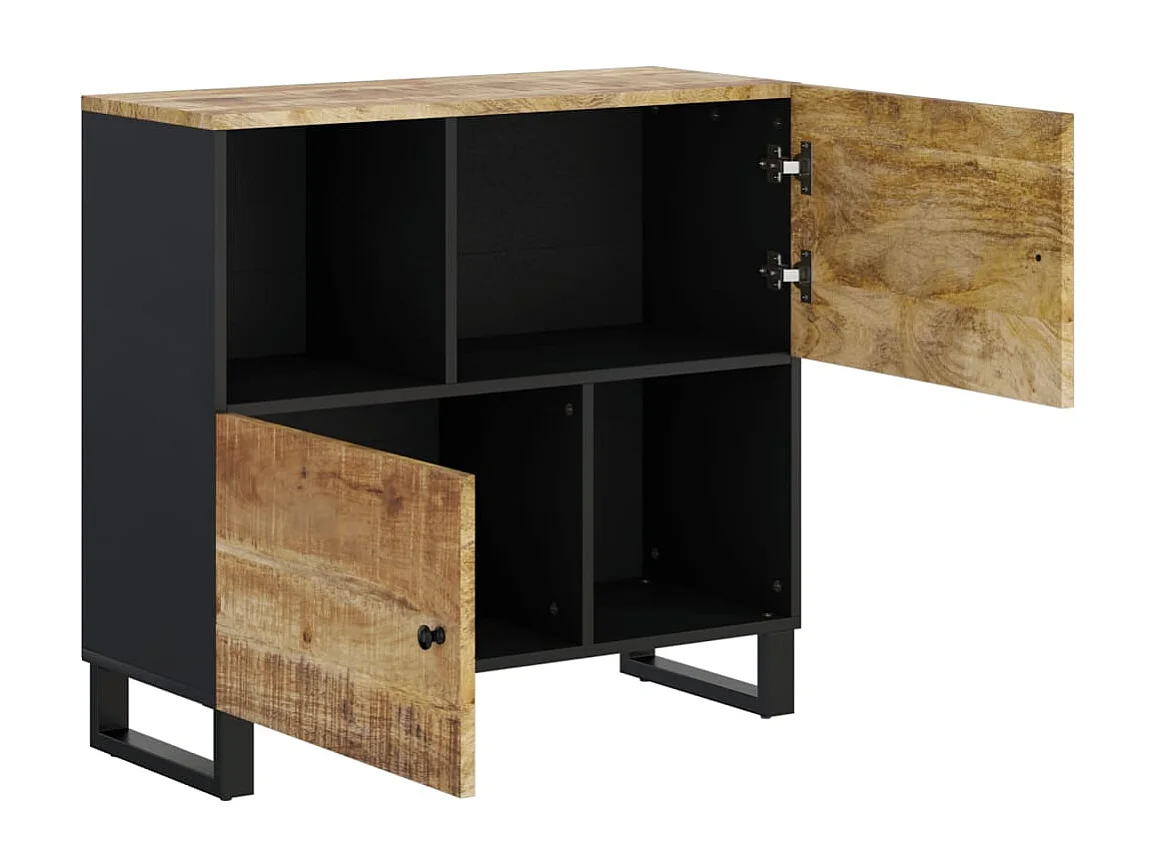 Aparador con 2 puertas madera maciza de mango 80x33x75 cm