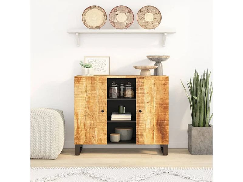 Buffet avec 2 portes 90x33x75 cm bois massif de manguier