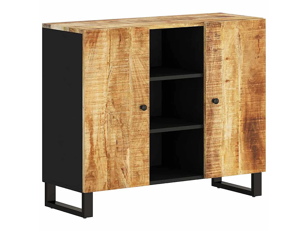 Credenza con 2 Ante 90x33x75 cm in Legno Massello di Mango