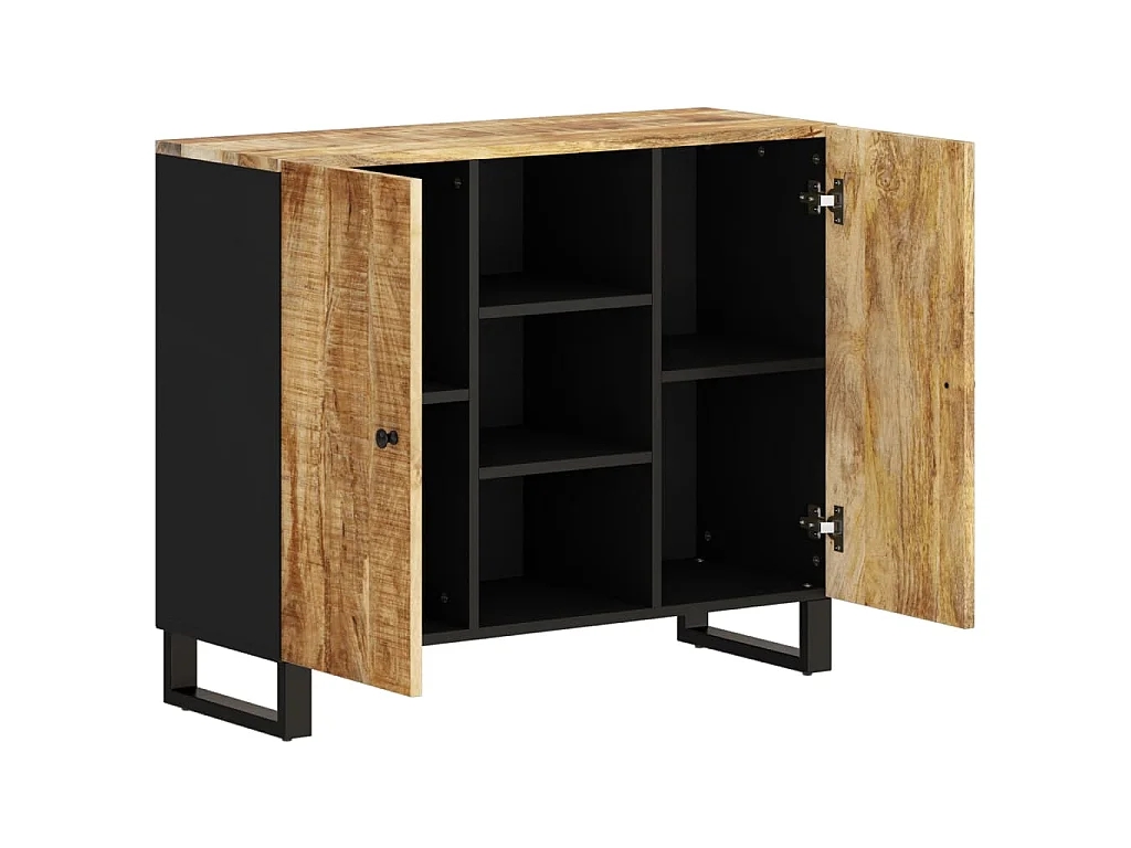 Credenza con 2 Ante 90x33x75 cm in Legno Massello di Mango