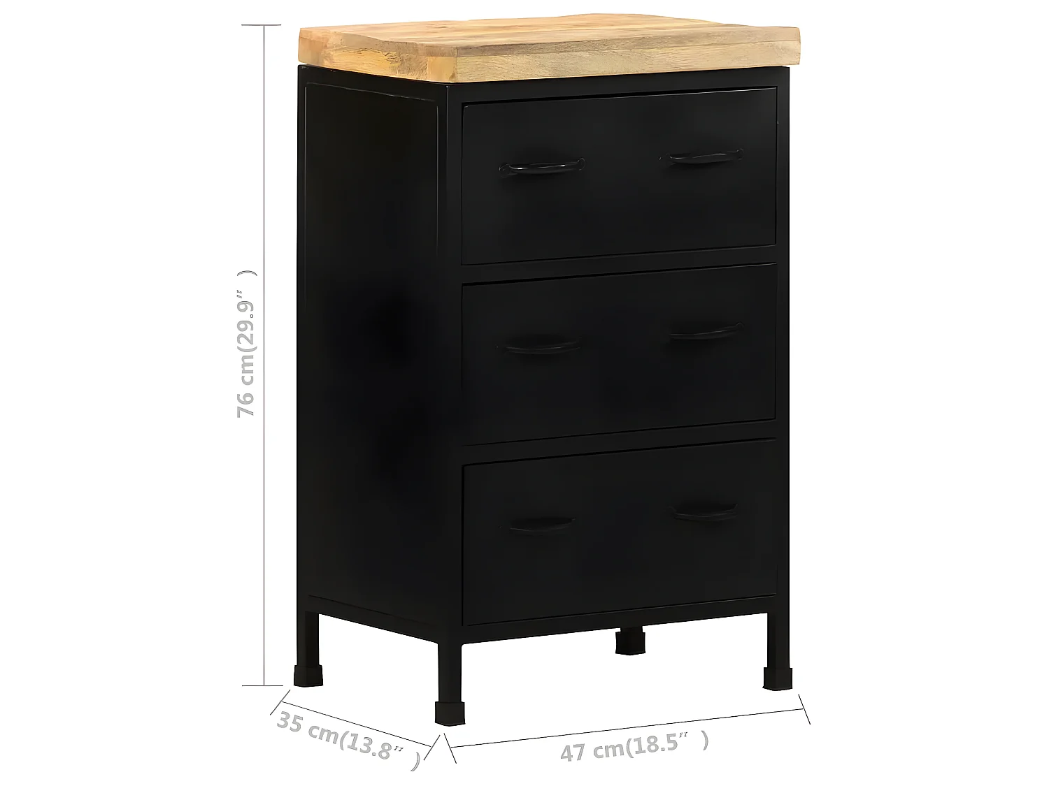 Buffet 47x35x76 cm Bois de manguier brut