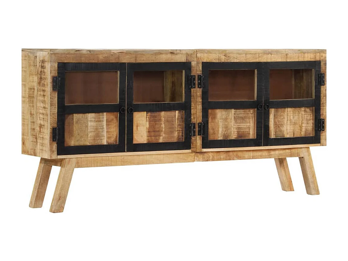 Buffet marron et noir 160x30x76 cm bois massif de manguier