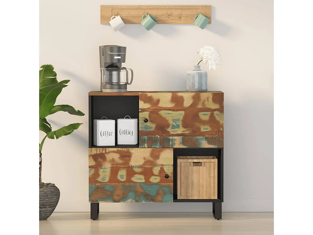 Buffet avec 2 portes 80x33x75 cm bois massif de récupération