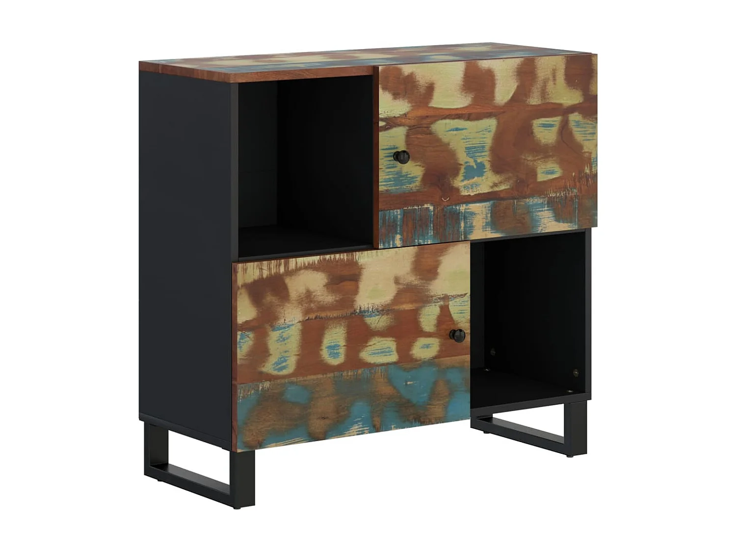 Buffet avec 2 portes 80x33x75 cm bois massif de récupération