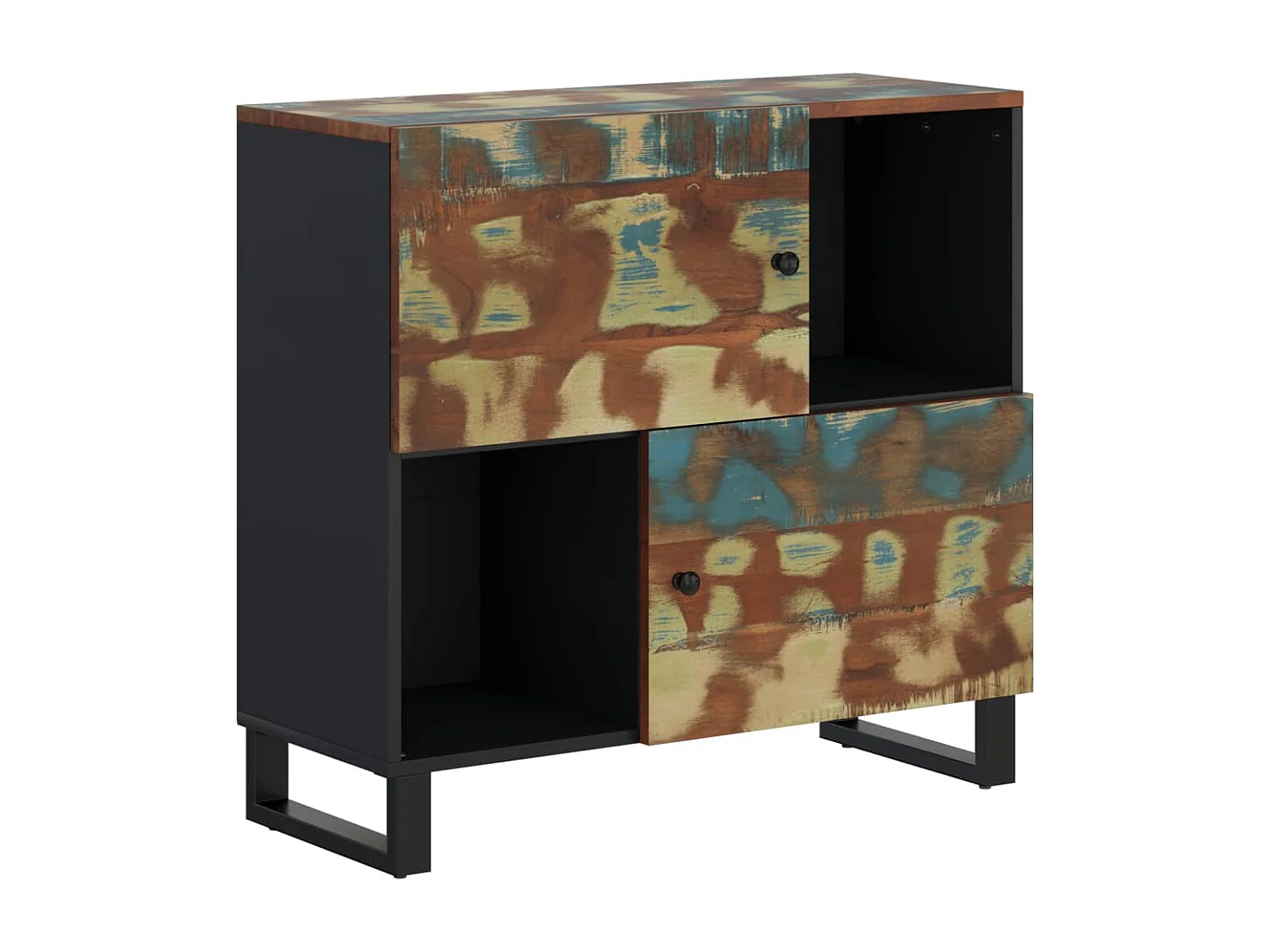 Buffet avec 2 portes 80x33x75 cm bois massif de récupération