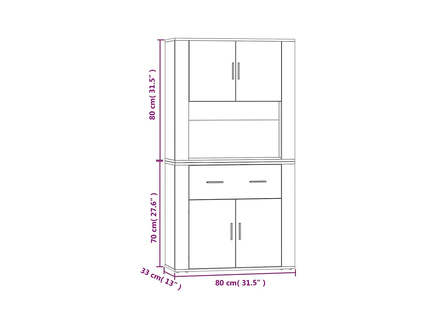 Highboard Braun Eichen-Optik Holzwerkstoff