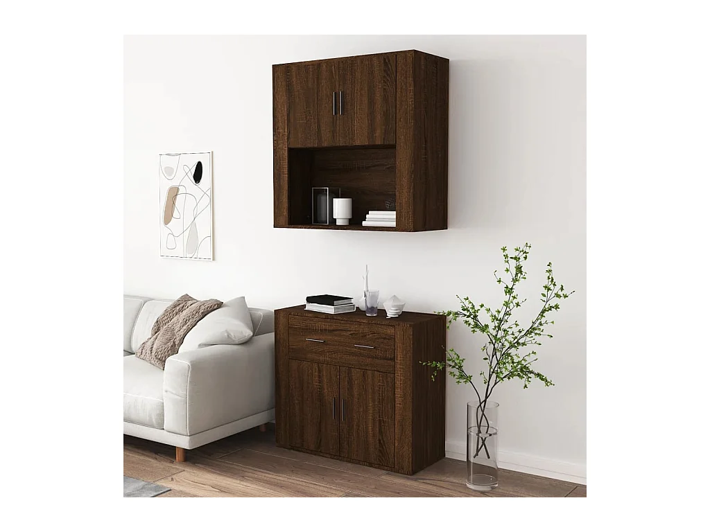 Highboard Braun Eichen-Optik Holzwerkstoff