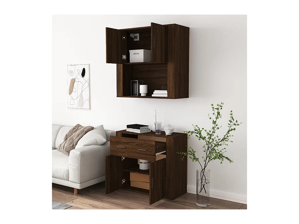 Highboard Braun Eichen-Optik Holzwerkstoff