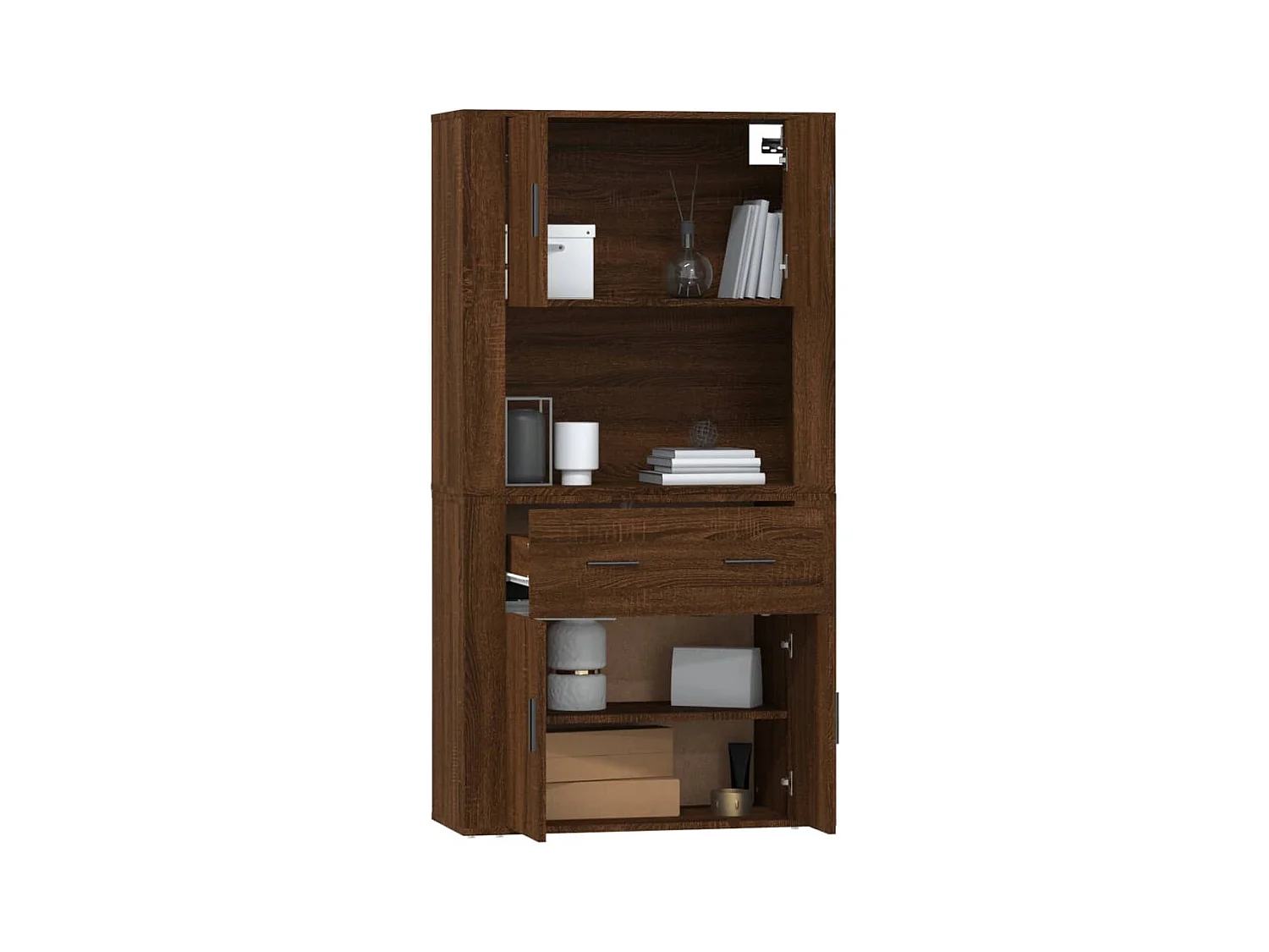 Highboard Braun Eichen-Optik Holzwerkstoff