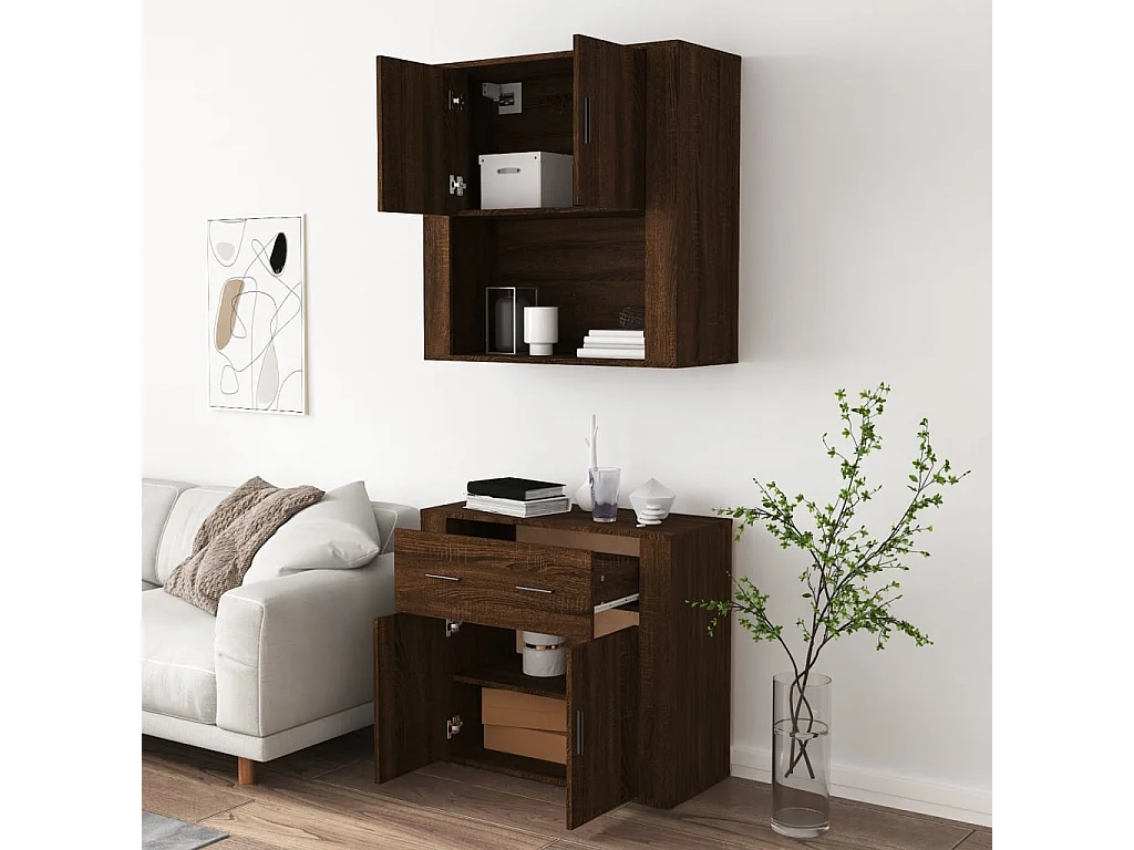 Buffet haut Chêne marron Bois d'ingénierie