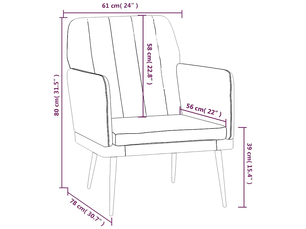 Fauteuil Gris 61x78x80 cm Similicuir