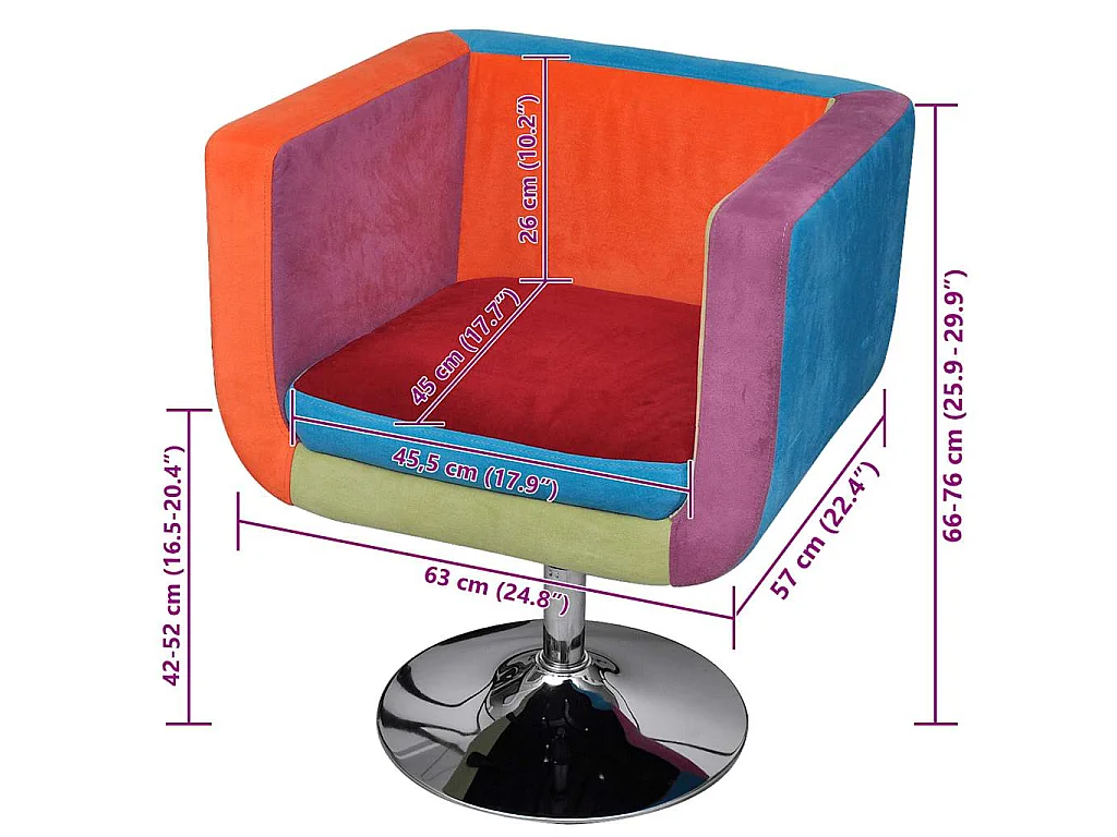 Fauteuil avec design de patchwork Cube Tissu
