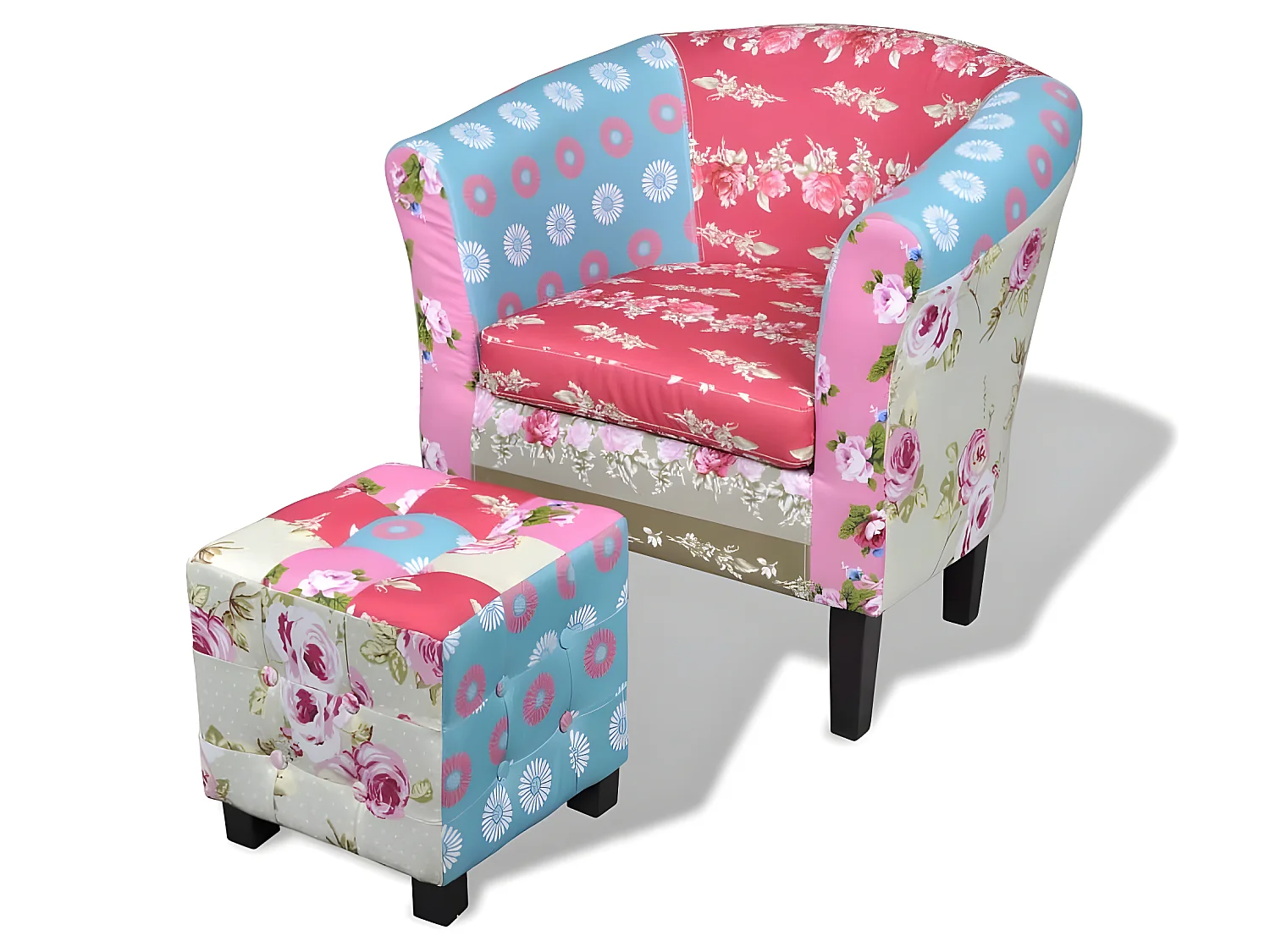 Fauteuil avec repose-pied Design avec patchwork