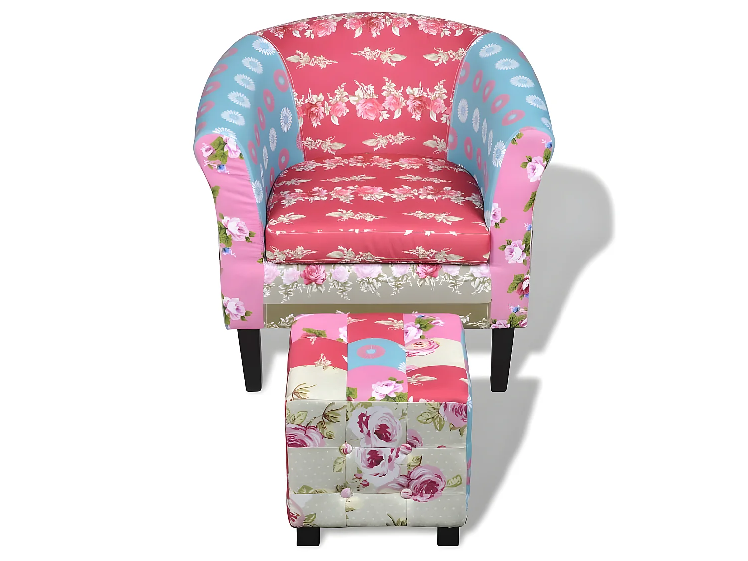 Fauteuil avec repose-pied Design avec patchwork