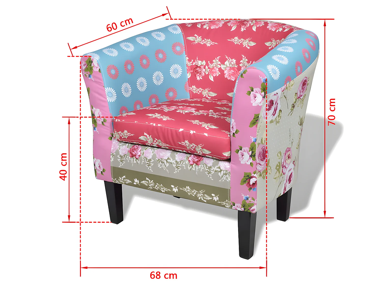 Fauteuil avec repose-pied Design avec patchwork