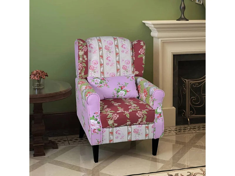 Sillón con diseño de retales de tela Patchwork