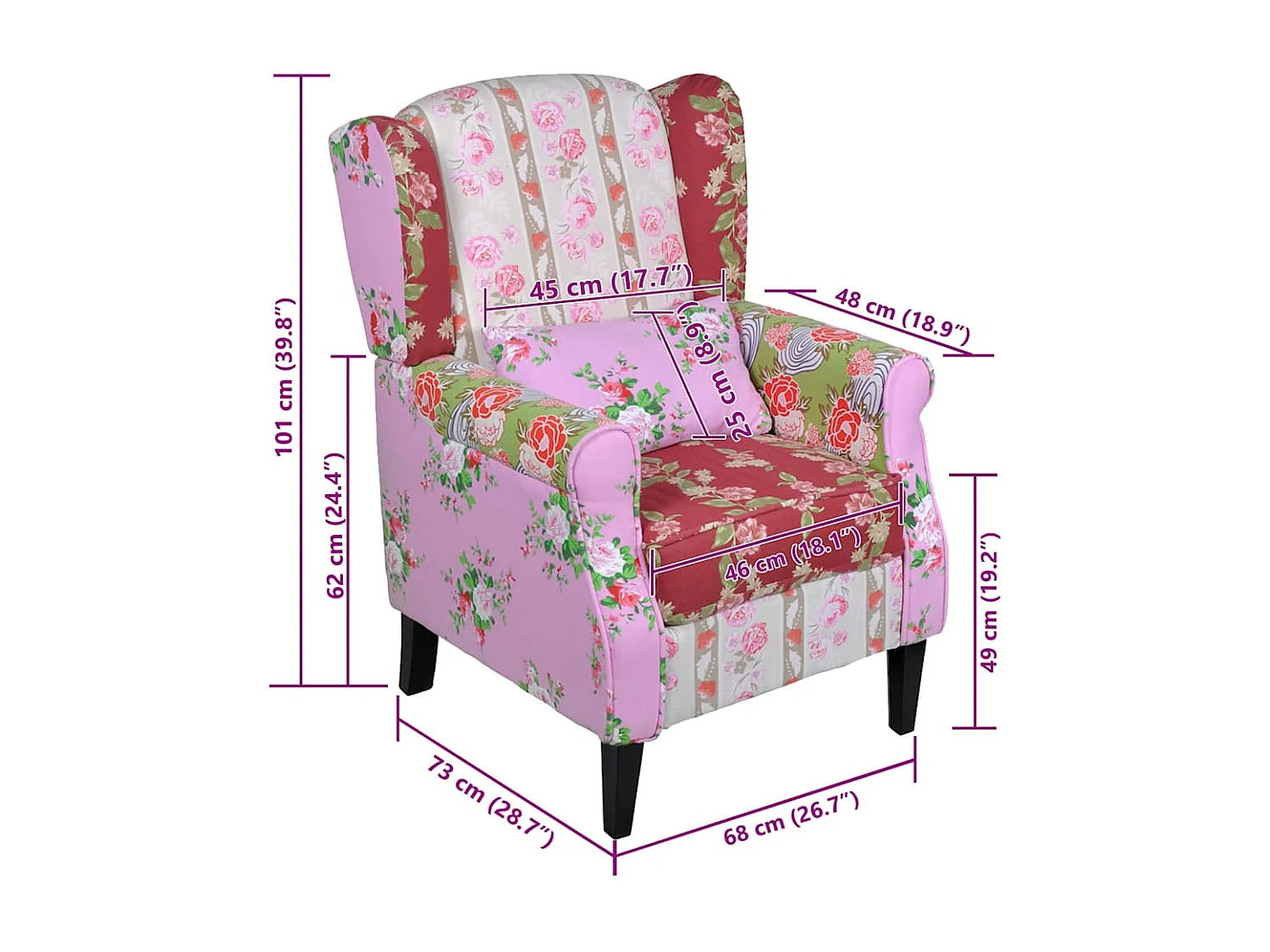 Fauteuil avec design de patchwork Tissu