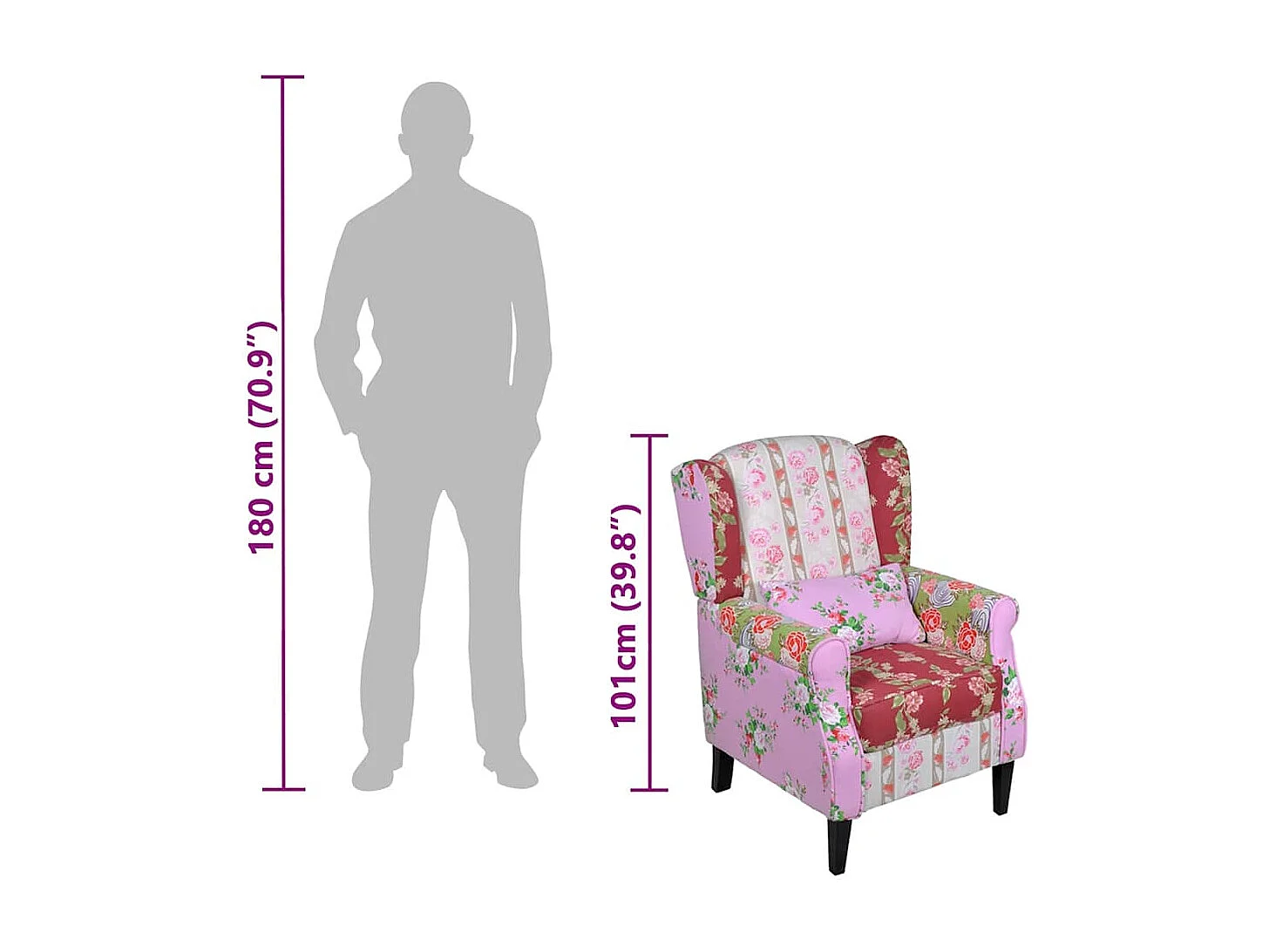 Fauteuil avec design de patchwork Tissu