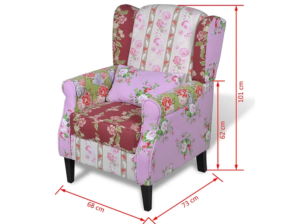 Fauteuil met patchwork ontwerp stof
