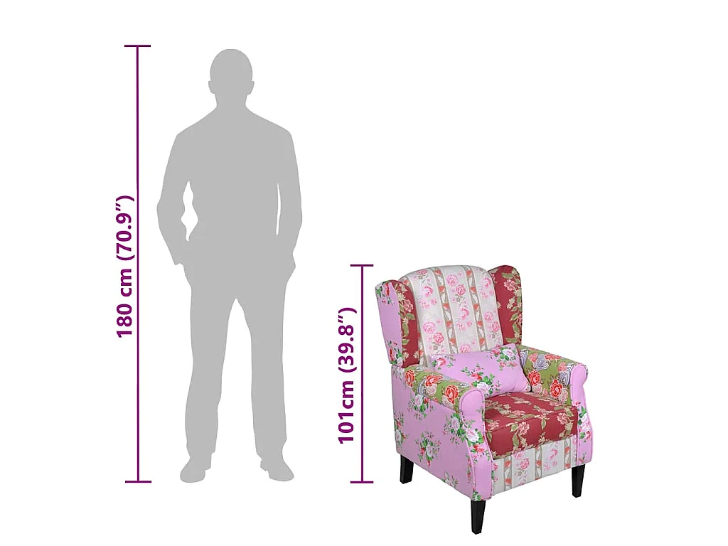 Fauteuil met patchwork ontwerp stof