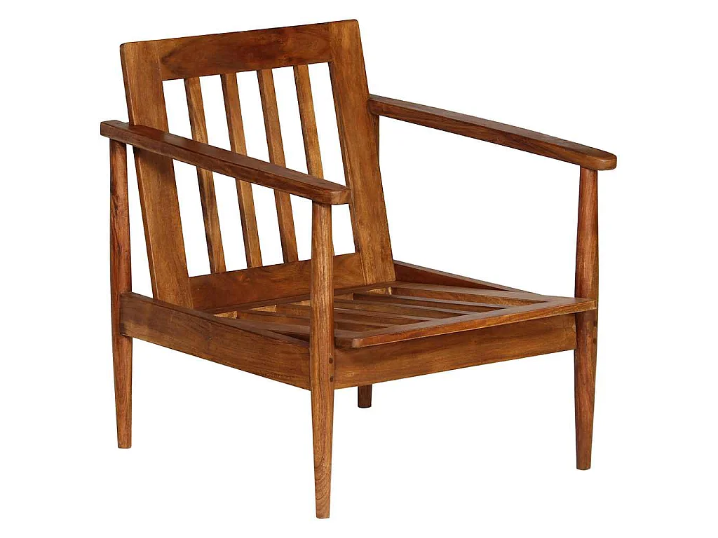 Fauteuil Marron Cuir véritable avec bois d'acacia