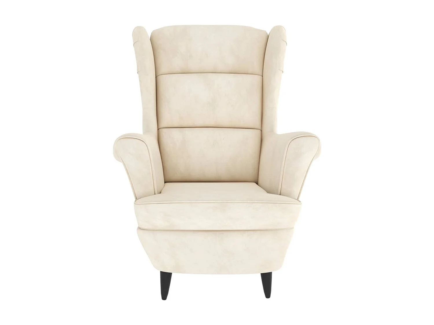 Fauteuil met voetenbank fluweel crèmekleurig