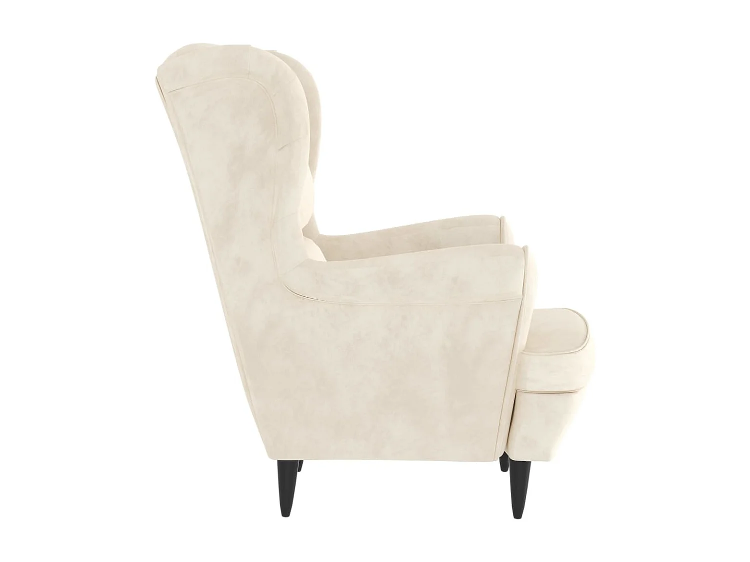 Fauteuil met voetenbank fluweel crèmekleurig