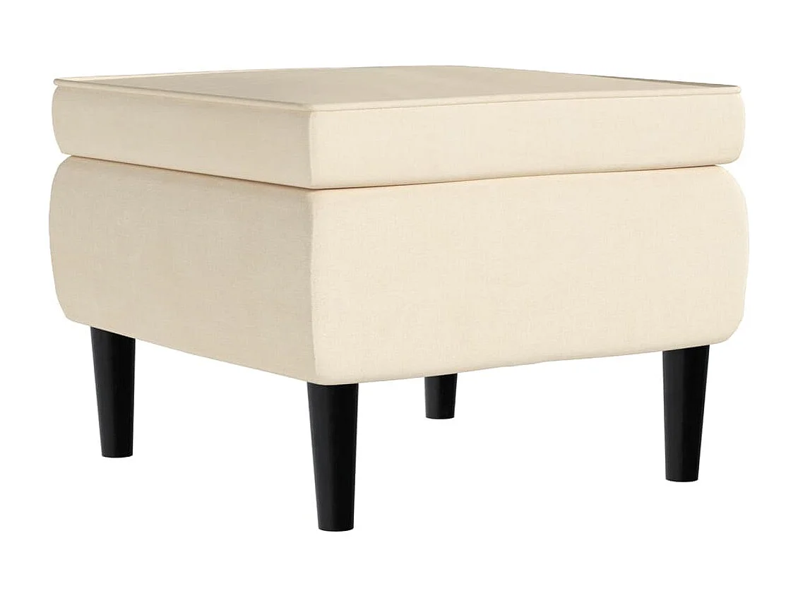 Fauteuil met voetenbank fluweel crèmekleurig
