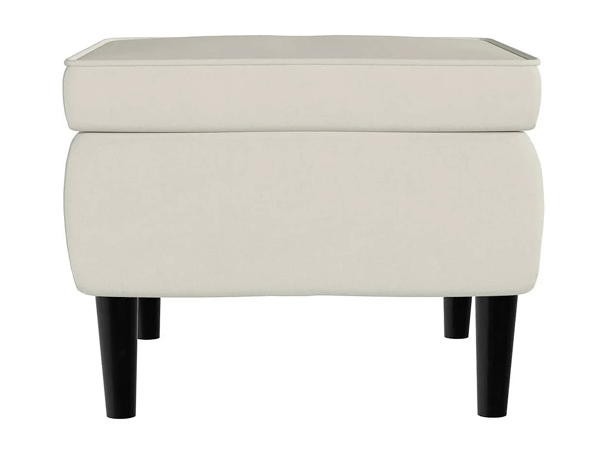Fauteuil met voetenbank fluweel crèmekleurig