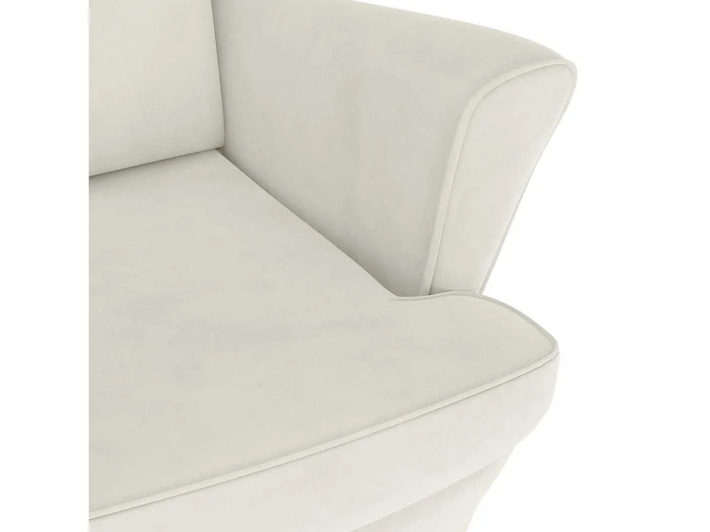 Ohrensessel mit Hocker Creme Samt