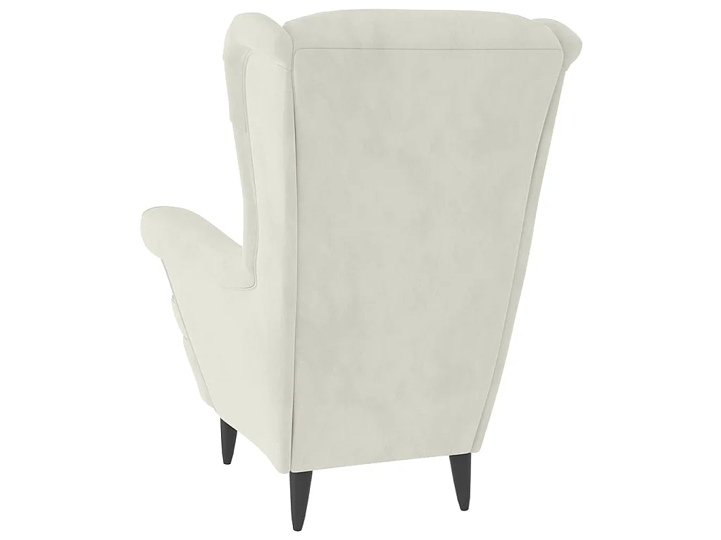 Ohrensessel mit Hocker Creme Samt