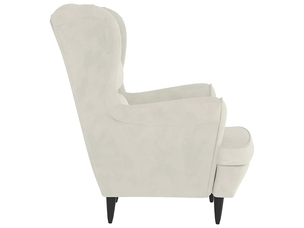 Ohrensessel mit Hocker Creme Samt