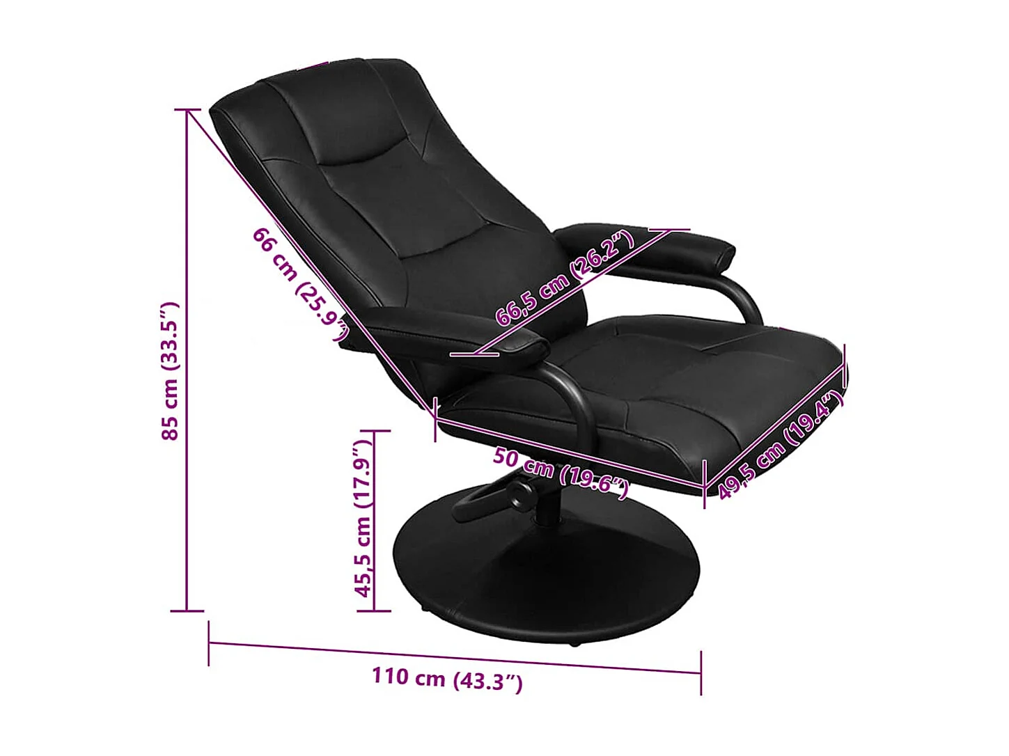 TV-Sessel mit Fußhocker Schwarz Kunstleder