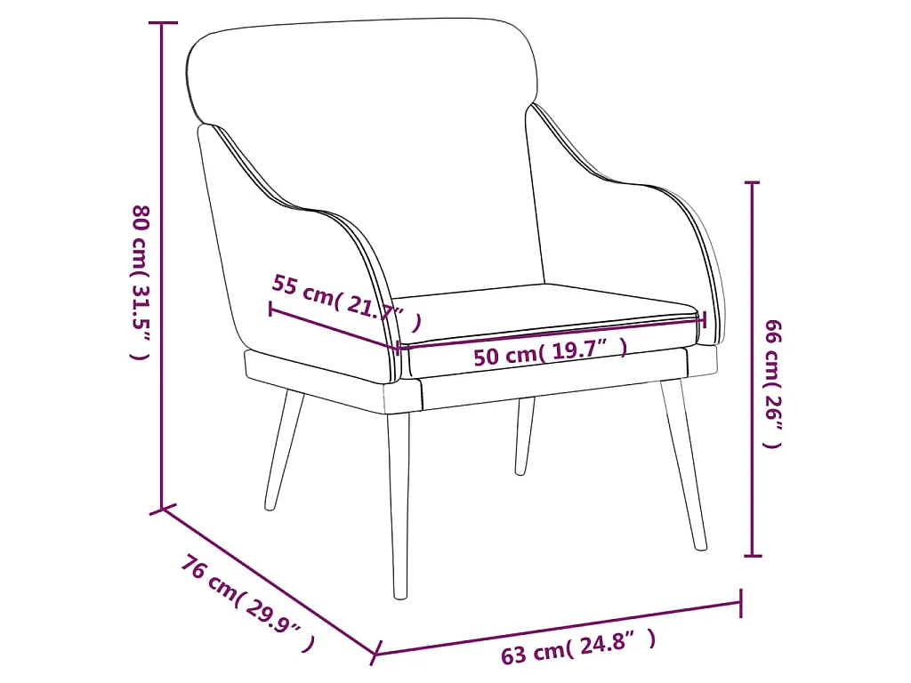 Fauteuil Bordeaux 63x76x80 cm Similicuir
