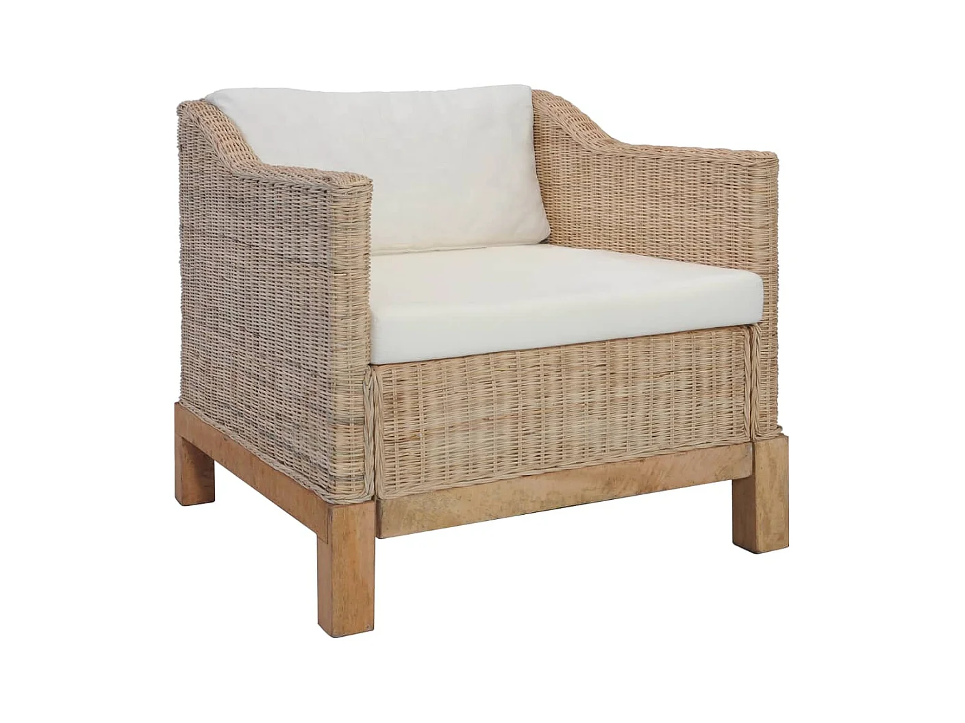 Fauteuil avec coussins Rotin naturel